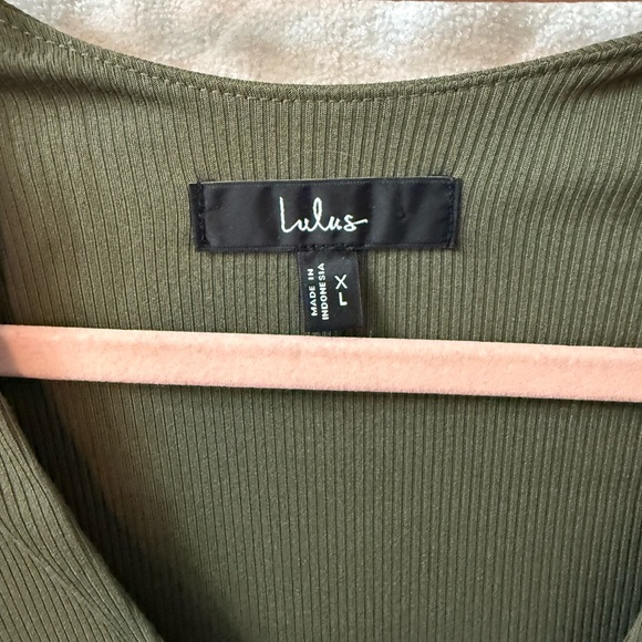 Lulu's Forest Green Ribbed Knit Top - Picture 2 of 4